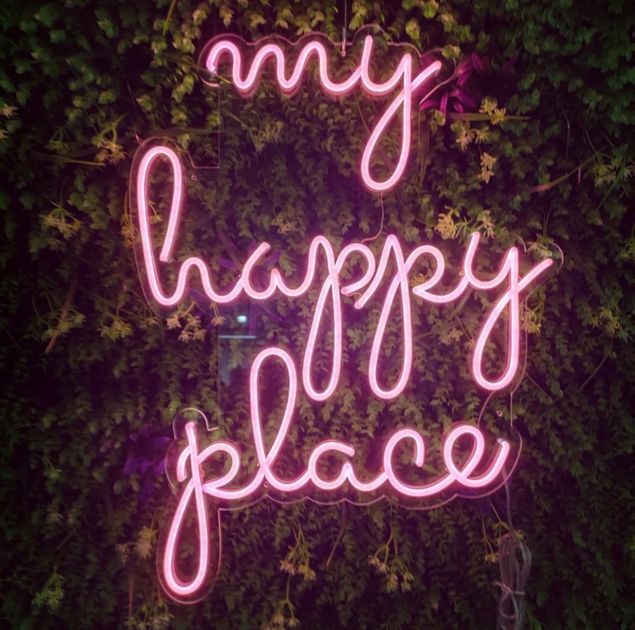 ネオンサイン LED ピンクワード パーティー看板 MY HAPPY PLACE My Happy Place Neon Sign | Home Decor | Pink Glow – Hyperlite