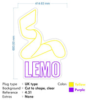 Custom neon | LEMO logo 60cm x 41cm - Yellow and Purple neon -  incl Delivery, VAT and 2yrs Warranty