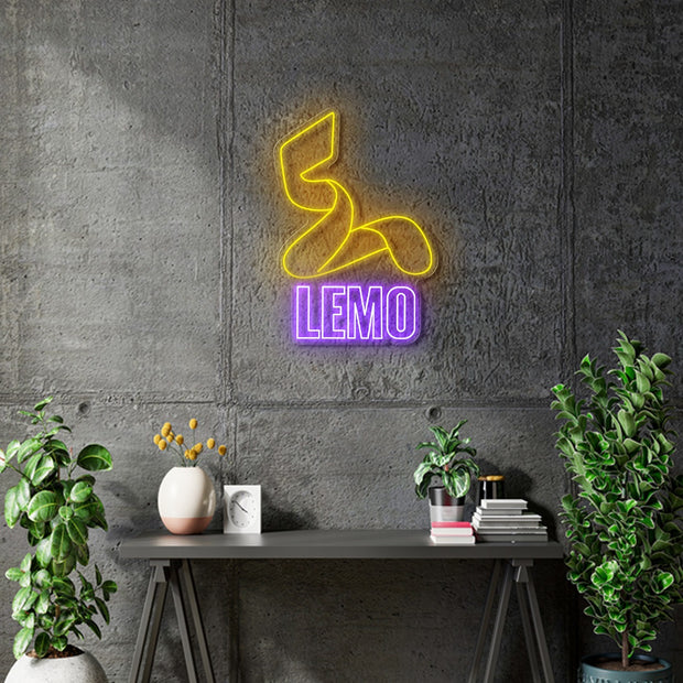 Custom neon | LEMO logo 60cm x 41cm - Yellow and Purple neon -  incl Delivery, VAT and 2yrs Warranty