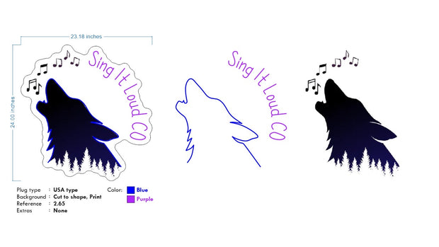 Custom Neon - Sing It Loud CO - Blue and Purple neon- 23 x 24inch - indoor Sign (2yrs Warranty)