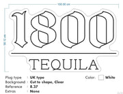 Custom Neon  - 1800 Tequila 3 UNITS -  White - Size: Size: 100  x 58cm  - indoor Sign (2yrs Warranty) + STURDY BOX