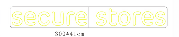 Custom Neon - Secure Stores  -  300cm x41cm - Double Stroke - Yellow Neon - dimmer and delivery