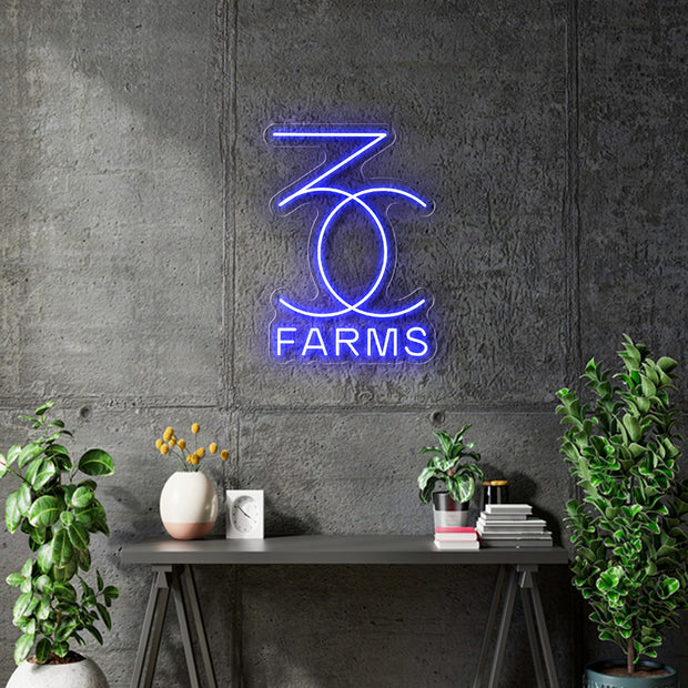 Custom neon - 3C Farm -  22 x 15inch - Outdoor - Blue neon  -  incl Shipping and 2yrs Warranty