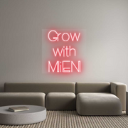 Custom Neon: Grow with MiEN - Battery Operated - Size: 24inch x 20inch - RED NEON - Free shipping and Warranty of 2 years
