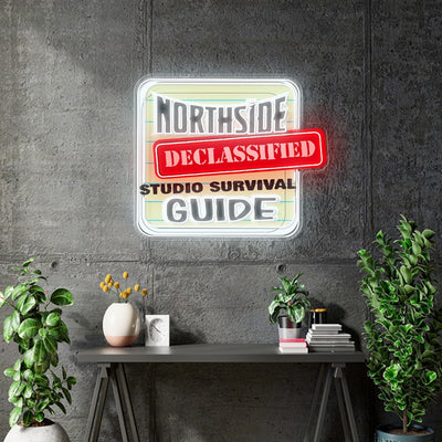 Custom neon - Northside Studio Survival - White Red + Print - 40 x 34inch  - incl Shipping and 2yrs Warranty