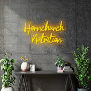 Custom Neon  -  Hornchurch Nutrition - Hesterica Font - Yellow - Size: 80cm x 48cm  - indoor Sign (2yrs Warranty)