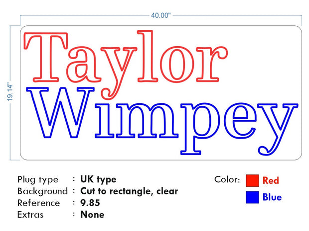 Custom Neon - Taylor Wimpey - 100cm - dimmer and delivery