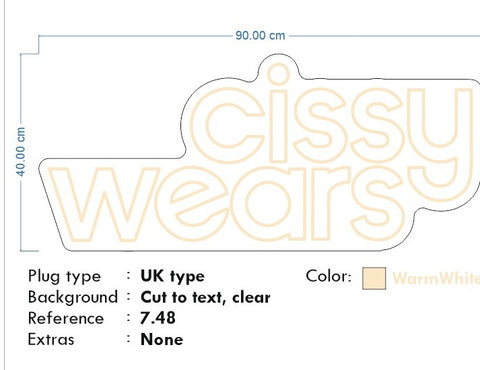 Custom Neon - Cissy Wears - Warm White - Free Delivery and Remote+ Battery