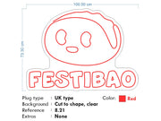 Custom Neon - Festibao Logo- RED - 100x73cm - dimmer and delivery