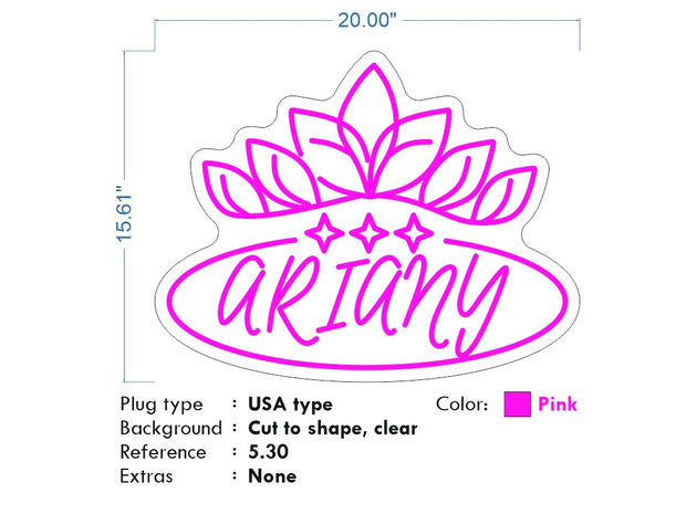 Custom Neon - AKIANY - Pink - 20x15inch - Remote dimmer and Delivery