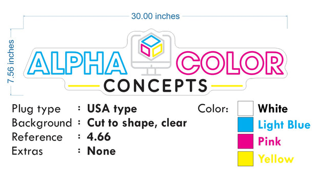 Custom Neon - ALPHA COLOR CONCEPTS - 30 x7.56 inch  - indoor Signs