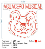 Custom Neon - Aguacero Musical -  40x34inch - RED -  Delivery and Remote