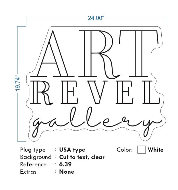 Custom neon for Joelle - ART REVEL - Size: 24inch x 19inch  - White - incl Shipping and 2yrs Warranty