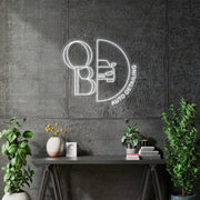 Custom Neon - OB Auto Detailing - 36inch x 32 inch -  White Neon - INDOOR  - Remote dimmer and Delivery (2 years Warranty)