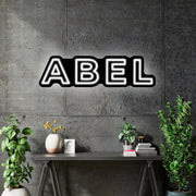 Custom Neon -  ABEL - Cool White, black acrylic - 50cm x 13cm - INDOOR - Remote dimmer and Delivery