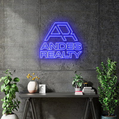 Custom neon |  Andes Reatly - Blue neon - 25in x 21in -  incl Delivery, and 2yrs Warranty