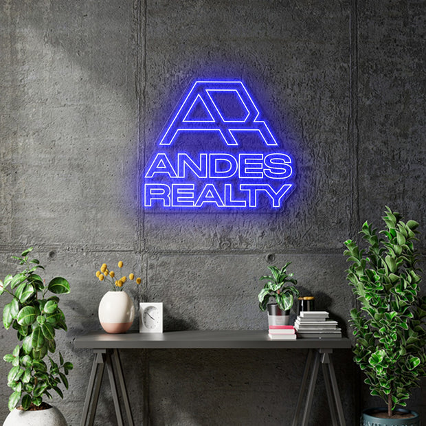 Custom neon |  Andes Reatly - Blue neon - 25in x 21in -  incl Delivery, and 2yrs Warranty