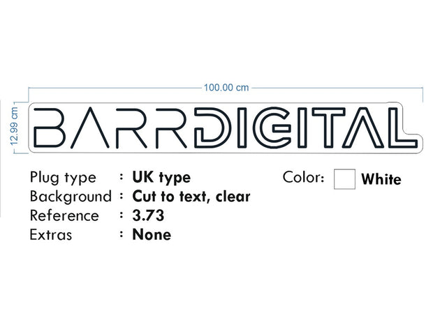 Custom Neon - BARR DIGITAL Logo neon - Neon white - 100x 12cm - indoor Sign