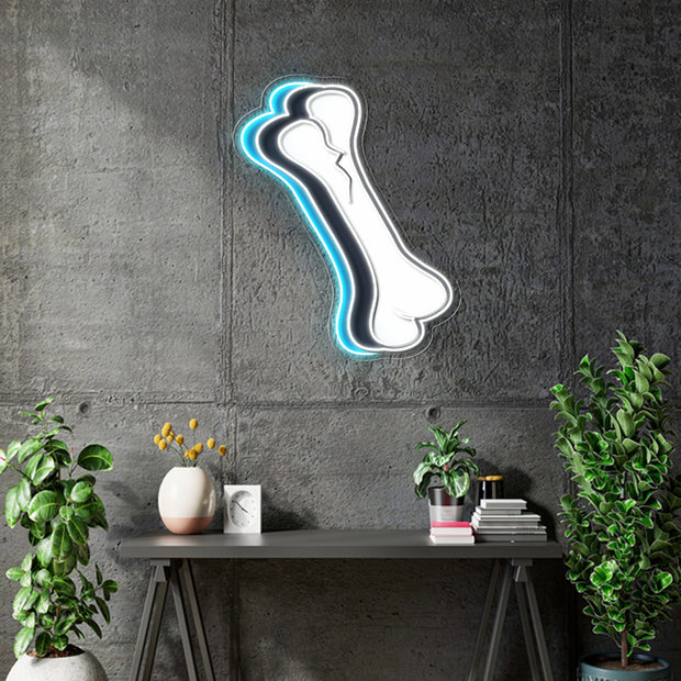 Custom neon - Bone logo  - 30inch x 24inch - White and Light Blue - incl Shipping and 2yrs Warranty