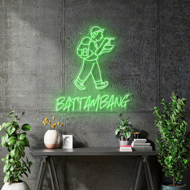 Custom neon -  BATTAMBANG - Size:  80cm x 69cm  - Green - incl Shipping and 2yrs Warranty