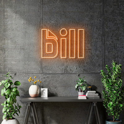 Custom neon - Bill - Neon Sign - Orange - 36x24inch - 2 units - incl Shipping and 2yrs Warranty