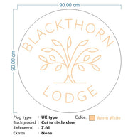 Custom Neon |  Blackthorne lodge -  Size: 90cm circular - Outdoor Rated - Warm white Neon -  incl Shipping , and 2yrs Warranty