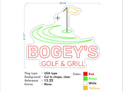 Custom Neon - Bogeys Bar and Grill - White, yellow  and Red - dimmer and delivery