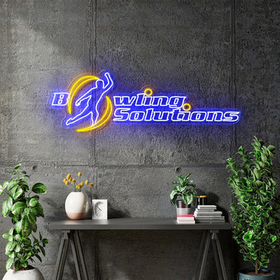 Custom Neon - Bowling Solutions - Blue, Yellow - 45 x 15inch - dimmer and delivery