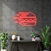 Custom Neon - Burger - RED color - 34x20inch  - dimmer and delivery