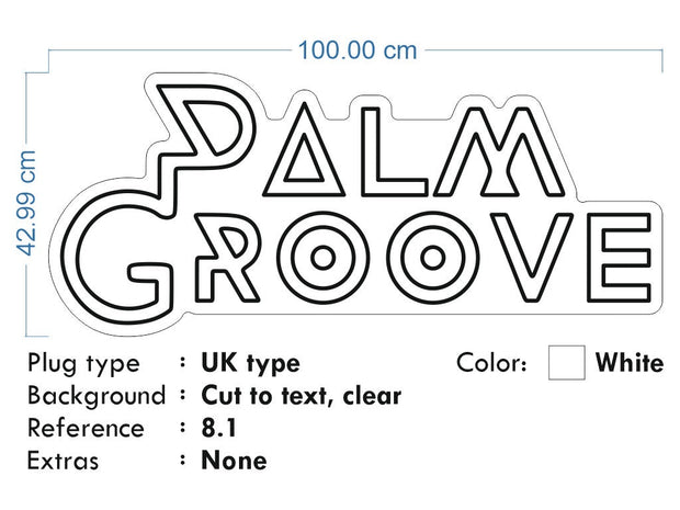 (Copy) Custom Neon Logo for Louis - Palm Groove  - 100x42cm - Warm white Double Stroke  - Clear backing - Dimmer and control