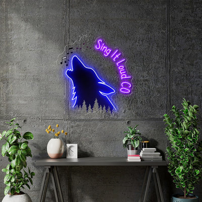 Custom Neon - Sing It Loud CO - Blue and Purple neon- 23 x 24inch - indoor Sign (2yrs Warranty)