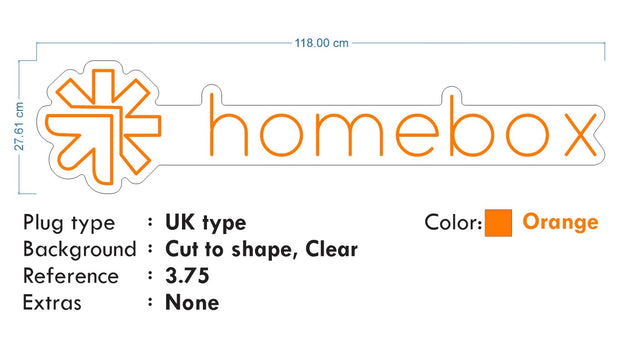 Custom neon | Homebox 118cm x 27cm - Orange neon -  incl Delivery, VAT and 2yrs Warranty