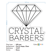 Custom Neon -  CRYSTAL BARBERS  - RGB Multicolour - 80cm x 78cm - INDOOR  - Remote dimmer and Delivery (2yrs Warranty)