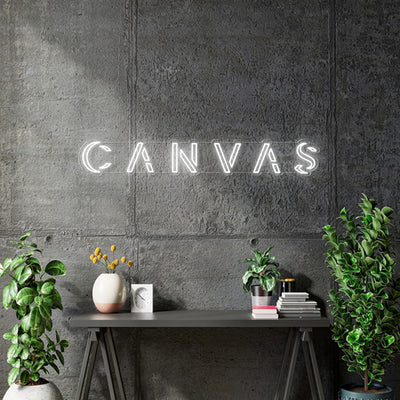 Custom neon -  CANVAS - 45 x 7inch  - WHITE - OUTDOOR + Battery box -  incl Shipping and 2yrs Warranty