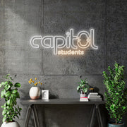 Custom Neons - Capitol Students - 150cm x 59cm - Warm white and White neon - indoor Sign (2yrs Warranty)