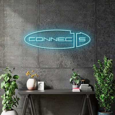 Custom Neon -  Connects - Ice blue - 100cm x 31cm - indoor Sign (2yrs Warranty)