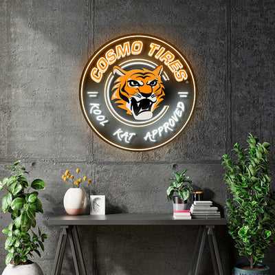 Custom Neon - Cosmo Tires - White, Orange and UV Print - 10 Units -28x28inch - dimmer and delivery