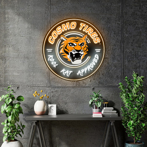 Custom Neon - Cosmo Tires - White, Orange and UV Print - 10 Units -28x28inch - dimmer and delivery