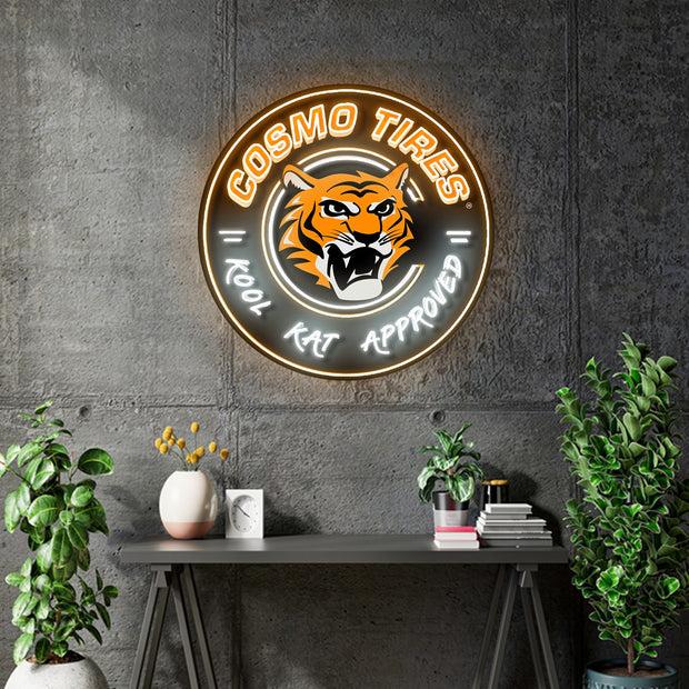 Custom Neon - Cosmo Tires - White, Orange and UV Print - 10 Units -28x28inch - dimmer and delivery