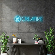 Custom Neon  - Creative Logo- Light Blue - Size: 60inch x 14inch  - indoor Sign (2yrs Warranty)