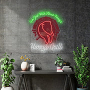 Custom neon |  Harry’s Grill logo - White, Green and Red neon - 36in x 30in -  incl Delivery, and 2yrs Warranty