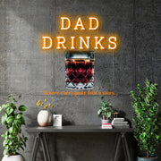 Custom Neon David - Dad Drinks - 20x21inch - Clear backing + UV Print - Dimmer and control