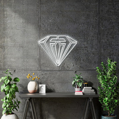 Custom Neon - Diamond - Cool White - 50cm x 62cm -  Delivery and Remote (2 yrs Warranty)