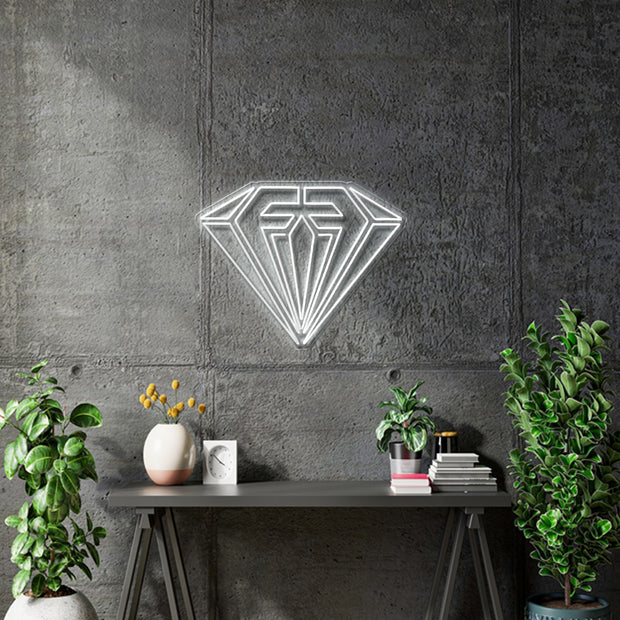 Custom Neon - Diamond - Cool White - 50cm x 62cm -  Delivery and Remote (2 yrs Warranty)