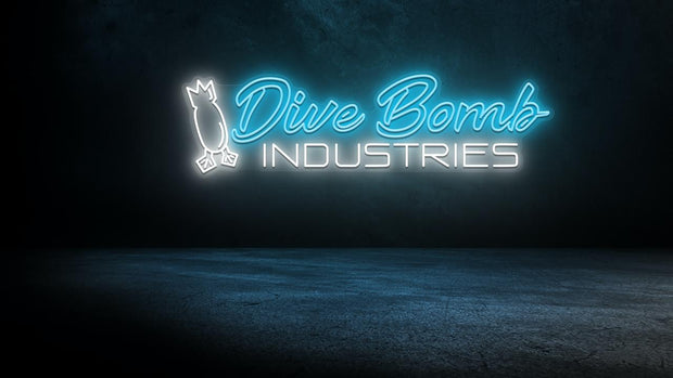 Custom Neon - Dive Bomb Industries - 40x11inch -  White and light Blue - Remote dimmer and Delivery