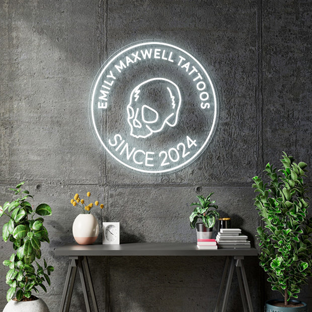 Custom Neon for Dan -Emily Maxwell Tattoo - White - 50x50cm - Remote dimmer and Delivery