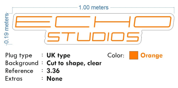 Custom Neon - Echo Studios - 100x 19cm  - Orange -  Remote dimmer and Delivery