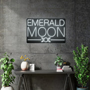 Custom Neon |  Emerald Moon -  Size: 70cm x 43cm - White Neon , Black acrylic -  incl Shipping , and 2yrs Warranty