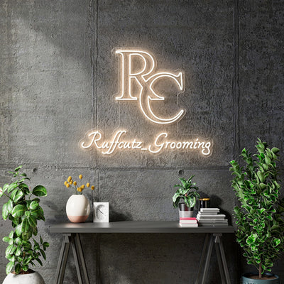 Custom Neon - Ruffcutz Grooming -  Warm White - 70 x 57cm - indoor Sign (2yrs Warranty)