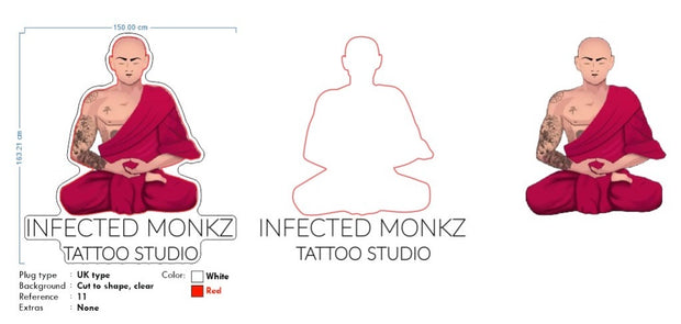 Custom Neon - Infected Monkz Tattoo Studio - 100cm  x 91cm - dimmer and delivery